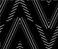 Seamless Zigzag Fabric Print Pattern. Vertical Stripes Black and White Texture Vector. Royalty Free Stock Photo