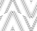 Seamless Zigzag Fabric Print Pattern. Vertical Stripes Black and White Texture Vector. Textile and Home Decoration Royalty Free Stock Photo