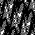 Full Seamless Vertical Zigzag Modern Pattern Vector. Classic Black and White Design Fabric Print Background