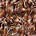 Full seamless wallpaper for zebra and tiger stripes animal skin pattern. Black and brown design for textile fabric print Royalty Free Stock Photo