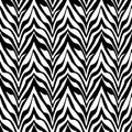 Seamless wallpaper for zebra and tiger stripes animal skin pattern. Black and white design for textile fabric printing. Royalty Free Stock Photo