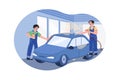 Full Service Car Wash Illustration concept. A flat illustration isolated on white background Royalty Free Stock Photo