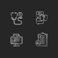 Full-service telehealth platform chalk white icons set on black background