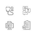 Full-service telehealth platform linear icons set