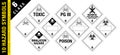 Full set of 10 Class 6 isolated hazardous material signs. Toxic, inhalation, poison, harmful. Hazmat isolated placards. Official Royalty Free Stock Photo