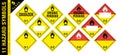 Full set of 11 Class 5 isolated hazardous material signs. Oxidizer agent, organic peroxide. Hazmat isolated placards. Official