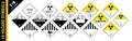 Full set of 16 Class 7-9 isolated hazardous material signs. Radioactive, corrosive, fissile, Corrosive Materials. Hazmat isolated