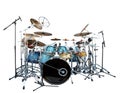 Full set of acoustic drum instrument isolate white background Royalty Free Stock Photo