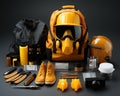 Full set of construction safety gear, construction and engineering image Royalty Free Stock Photo
