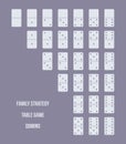 Full set of dominoes, table logic game, dice, family strategy.
