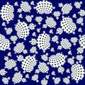 Full set of Mandelbrot fractal in blue polka dots on a white background seamless pattern Royalty Free Stock Photo