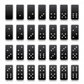 Full set of realistic black domino pieces.