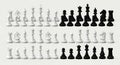 Full set of stylized 3D chess pieces display Royalty Free Stock Photo