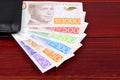 Full set of Swedish Krona in the black wallet Royalty Free Stock Photo