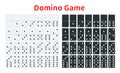 Full set of white and black dominoes on white. Complete double-six set. Flat illustration.