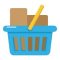 Full Shopping Basket Flat Icon on White Royalty Free Stock Photo