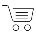 Full shopping cart thin line icon. Market basket vector illustration isolated on white. Shopping trolley symbol outline Royalty Free Stock Photo