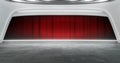 Full shot of a futuristic virtual theater background with red curtain