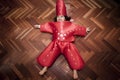 Full shot of a girl in a sea star costume