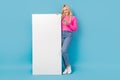 Full size cadre of young blogger girl browsing scanning new web site qr code get extra bonus registration isolated on