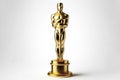 full size gold oscar statue isolated on solid white background. ai generative