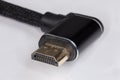 Full-size HDMI connector on used cable edge close-up Royalty Free Stock Photo