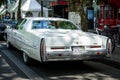 Full-size luxury car Cadillac Coupe de Ville fourth generation, 1975. Rear view. Royalty Free Stock Photo