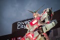 Mobile suit RX-0 Unicorn Gundam at Diver City Tokyo Plaza in Odaiba area, Tokyo.