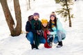 Full size photo of cheerful family happy positive smile mommy daddy daughter enjoy time together walk park Royalty Free Stock Photo