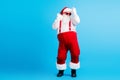 Full size photo of cool hipster santa claus dance x-mas christmas jolly holly discotheque wear suspenders sunglass