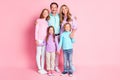 Full size photo dream harmony idyllic family mommy daddy three kids sisters brother hold hand hug embrace enjoy time Royalty Free Stock Photo