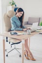 Full size photo of elegant business lady sitting in her office a Royalty Free Stock Photo