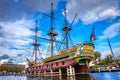 Full size replica of the 8th-century ship Amsterdam of the VOC, Dutch East India Company