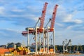 Full-slewing gantry crane in a seaport Royalty Free Stock Photo