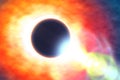 2018 Full solar eclipse, astronomical phenomenon - full sun eclipse. The Moon covering the Sun in a partial eclipse. 3D Royalty Free Stock Photo