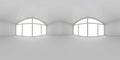 Full spherical 360 by 180 degrees seamless panorama in equirectangular equidistant projection, panorama in interior empty white Royalty Free Stock Photo