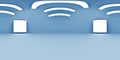 Full spherical 360 by 180 degrees seamless panorama in equirectangular equidistant projection, panorama in interior empty blue Royalty Free Stock Photo