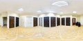 full spherical 360 degrees seamless panorama in interior wooden door store shop in equirectangular projection, VR content Royalty Free Stock Photo