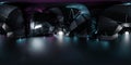 full 360 spherical panorama view of futuristic sci-fi environment with neon lights 3d render illustration hdr hdri vr