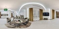Full spherical seamless hdri panorama 360 degrees view in interior of vip guest room hall in apartment or hotel with sofa Royalty Free Stock Photo