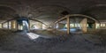 Full spherical seamless panorama 360 degrees angle view concrete structures abandoned unfinished building. 360 panorama in