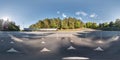 Full spherical seamless panorama 360 degrees angle view inside of summer amphitheater in the forest in equirectangular equidistant