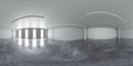 Full spherical 360 seamless panorama in equirectangular white interior hall 3d rendering illustration Royalty Free Stock Photo