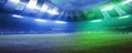 Full stadium and neoned colorful flashlights background. Concept of sport, competition, winning, action and motion