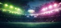 Full stadium and neoned colorful flashlights background