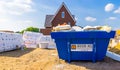 Full steel bin from euro milieu with construction waste, Eco friendly solutions, Consturction site in Rucphen, The Netherlands, 6
