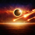 Full sun eclipce, asteroid impact Royalty Free Stock Photo