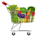 Full supermarket shopping cart