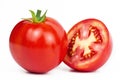 Full tomato and a half isolated with clipping path