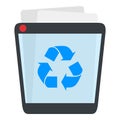 Full Trash Bin Flat Icon Isolated on White